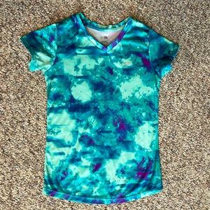 Girls Champion DuoDry Tye-Dye Turquoise Shirt sz 10/12